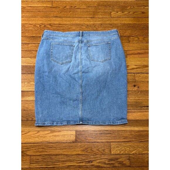 Torrid Womens Denim Jean Skirt Plus 18 Blue Button Front Pockets Stretch Casual - Picture 6 of 6